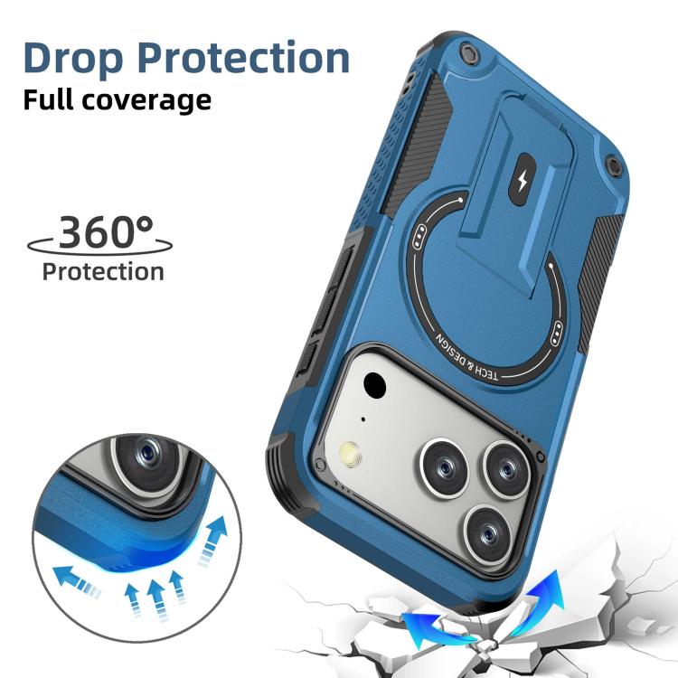 For iPhone 17 Pro Armor Magsafe Holder PC Hybrid TPU Phone Case