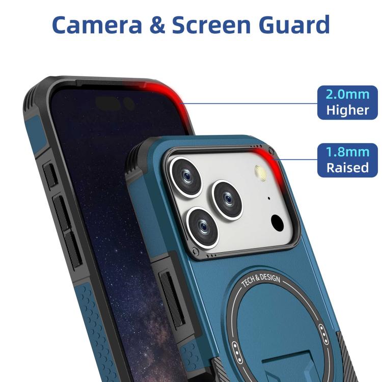 For iPhone 17 Pro Armor Magsafe Holder PC Hybrid TPU Phone Case