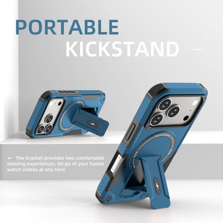 For iPhone 17 Pro Armor Magsafe Holder PC Hybrid TPU Phone Case