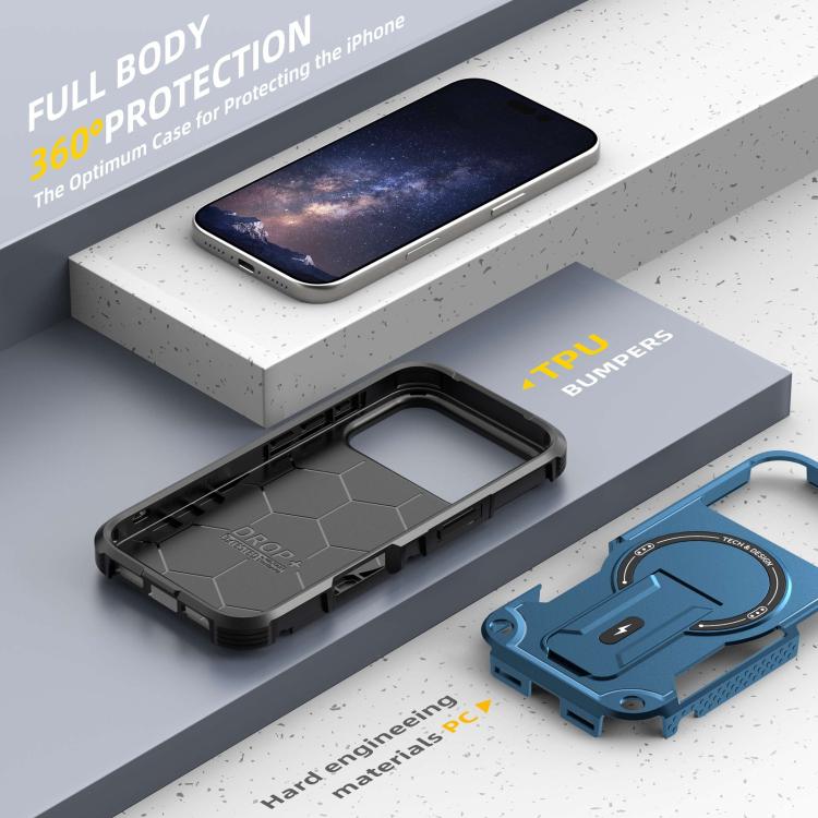 For iPhone 17 Pro Armor Magsafe Holder PC Hybrid TPU Phone Case