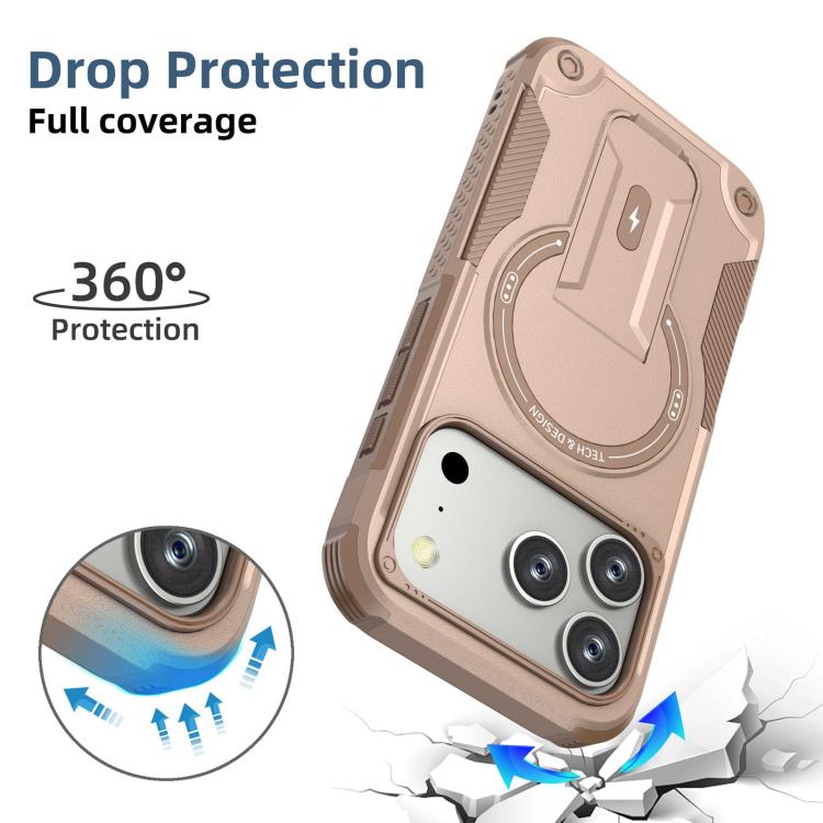 For iPhone 17 Pro Armor Magsafe Holder PC Hybrid TPU Phone Case