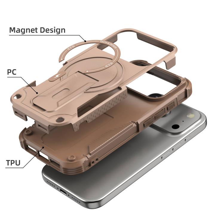 For iPhone 17 Pro Armor Magsafe Holder PC Hybrid TPU Phone Case