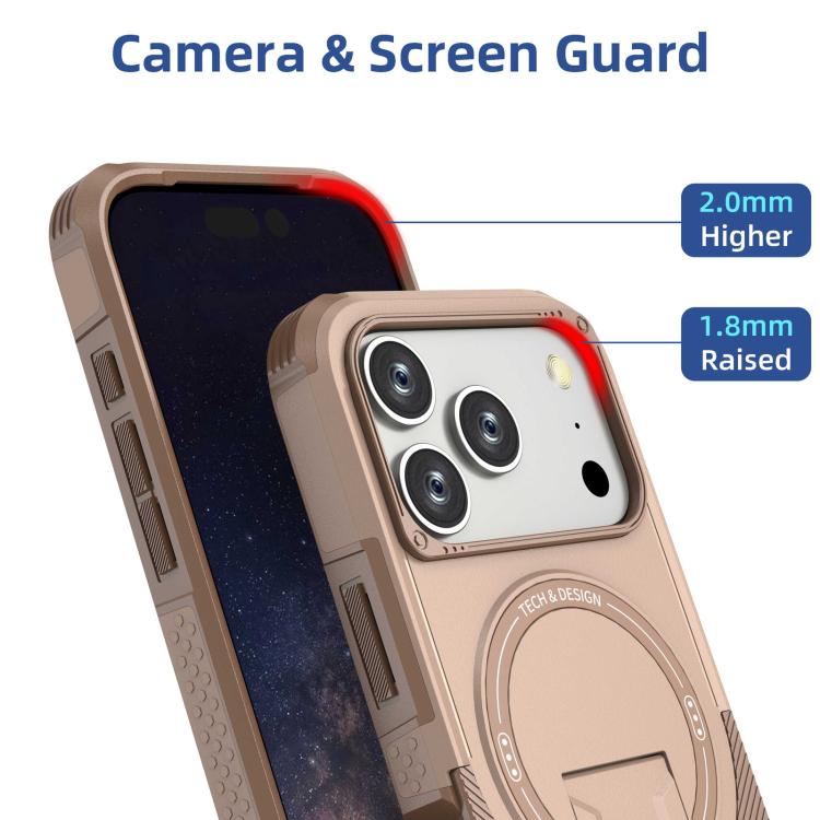 For iPhone 17 Pro Armor Magsafe Holder PC Hybrid TPU Phone Case