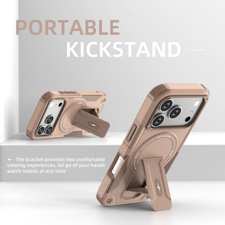 For iPhone 17 Pro Armor Magsafe Holder PC Hybrid TPU Phone Case