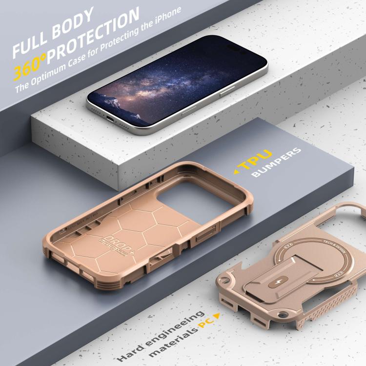 For iPhone 17 Pro Armor Magsafe Holder PC Hybrid TPU Phone Case