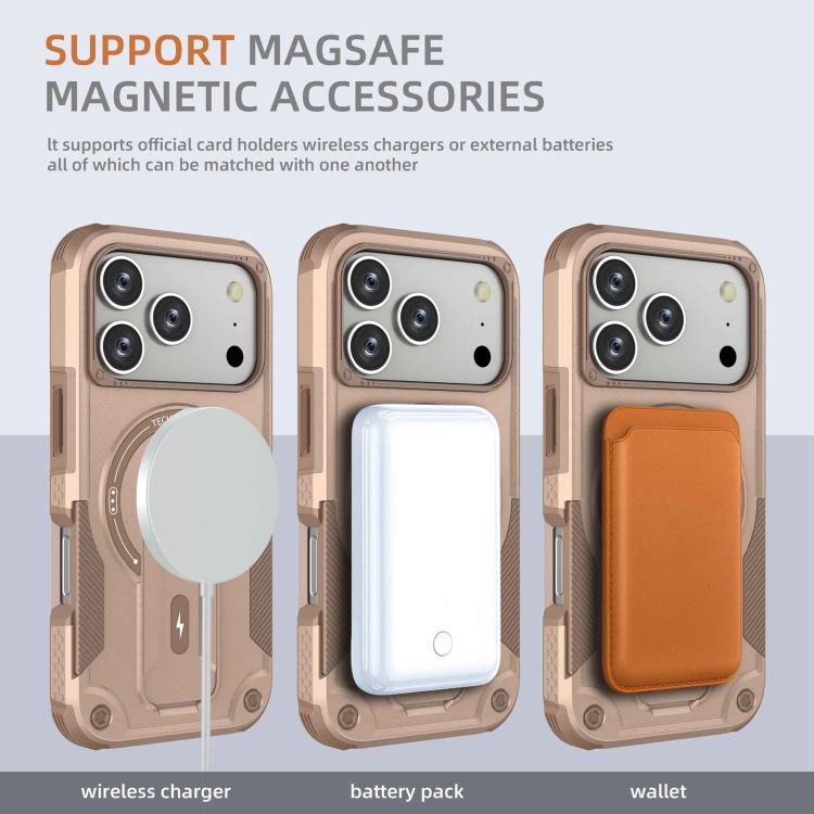For iPhone 17 Pro Armor Magsafe Holder PC Hybrid TPU Phone Case