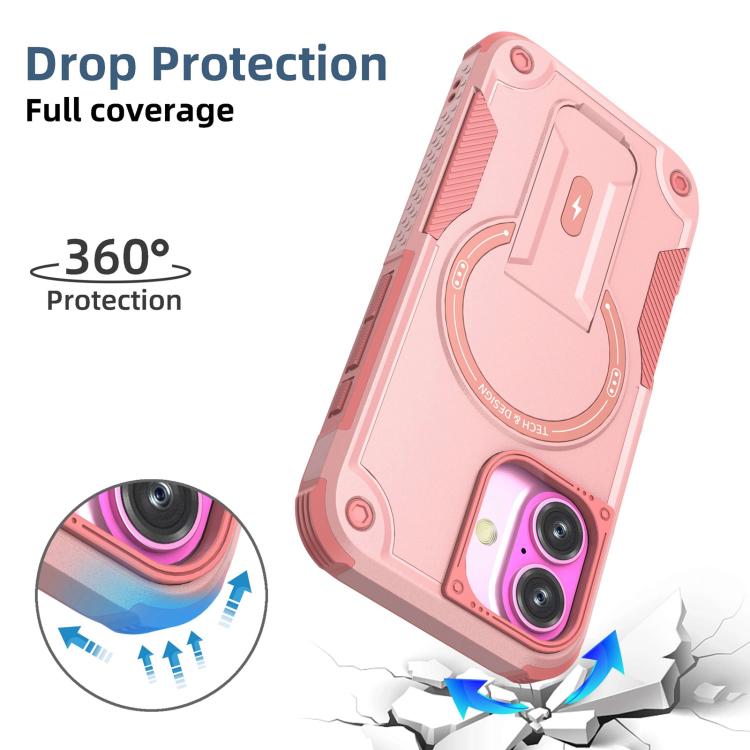 For iPhone 17 Armor Magsafe Holder PC Hybrid TPU Phone Case