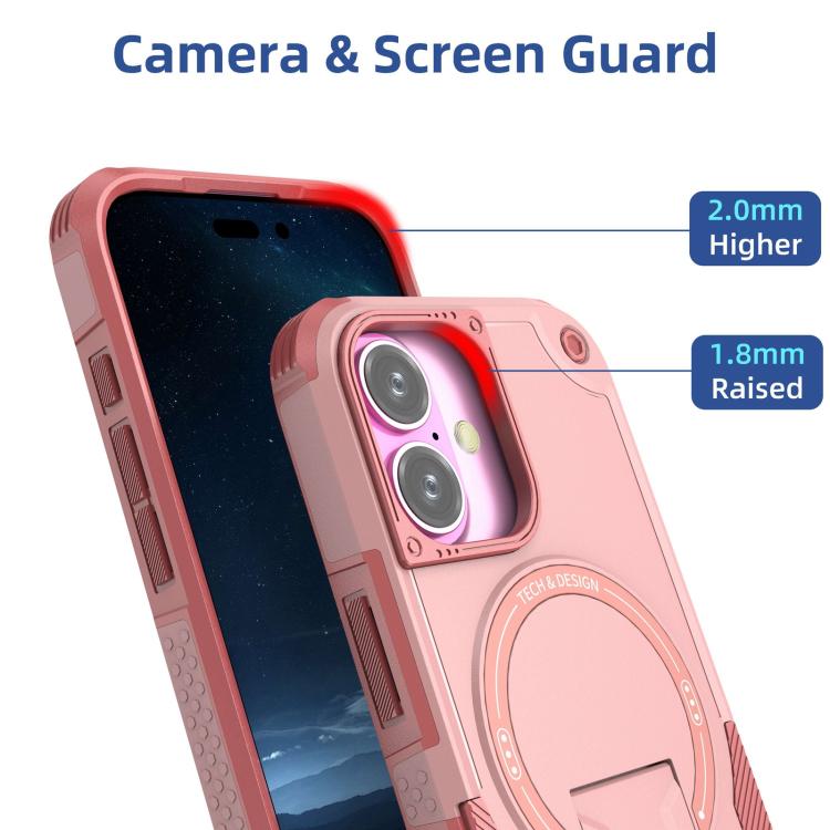 For iPhone 17 Armor Magsafe Holder PC Hybrid TPU Phone Case