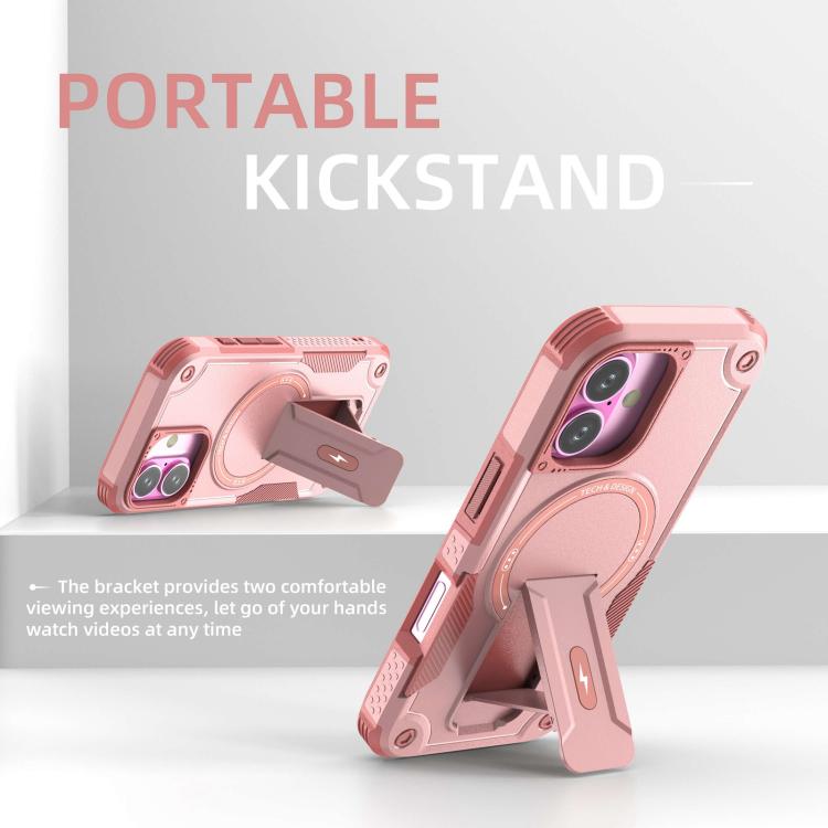 For iPhone 17 Armor Magsafe Holder PC Hybrid TPU Phone Case