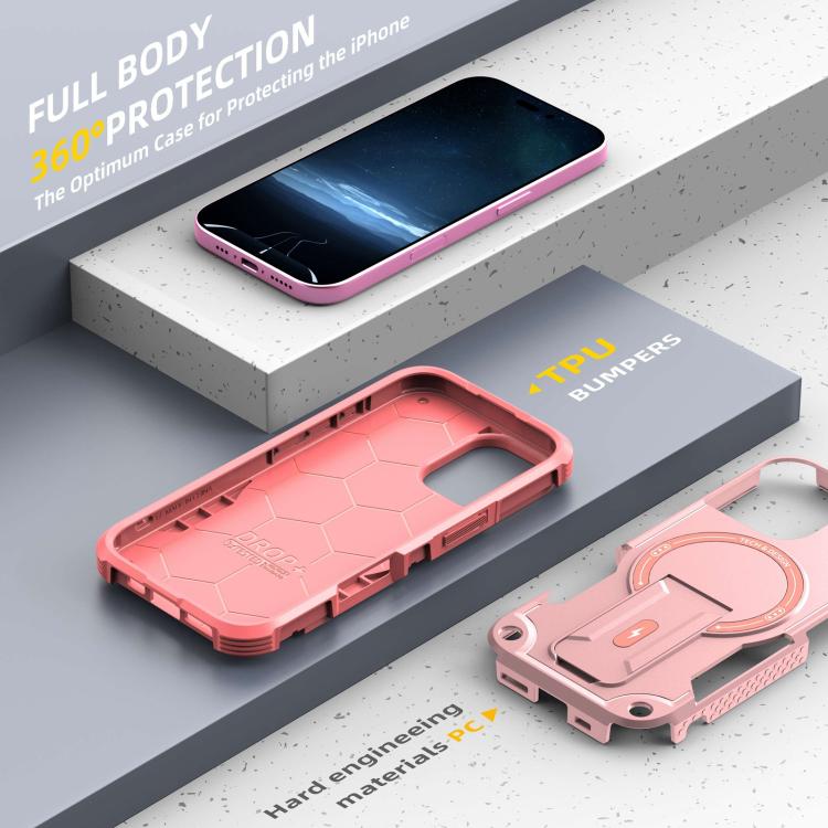 For iPhone 17 Armor Magsafe Holder PC Hybrid TPU Phone Case
