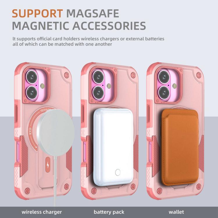 For iPhone 17 Armor Magsafe Holder PC Hybrid TPU Phone Case