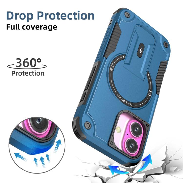 For iPhone 17 Armor Magsafe Holder PC Hybrid TPU Phone Case