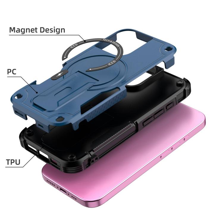 For iPhone 17 Armor Magsafe Holder PC Hybrid TPU Phone Case