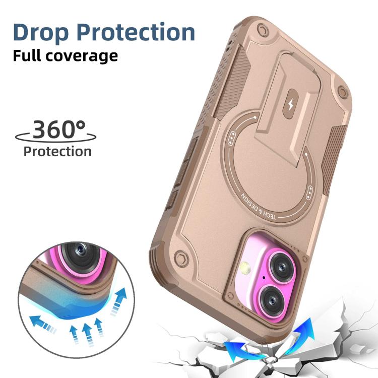 For iPhone 17 Armor Magsafe Holder PC Hybrid TPU Phone Case