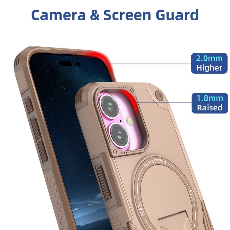 For iPhone 17 Armor Magsafe Holder PC Hybrid TPU Phone Case