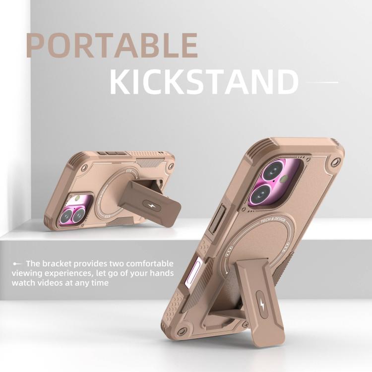 For iPhone 17 Armor Magsafe Holder PC Hybrid TPU Phone Case