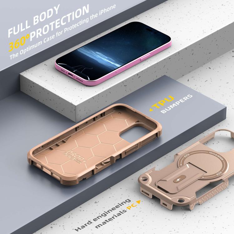 For iPhone 17 Armor Magsafe Holder PC Hybrid TPU Phone Case