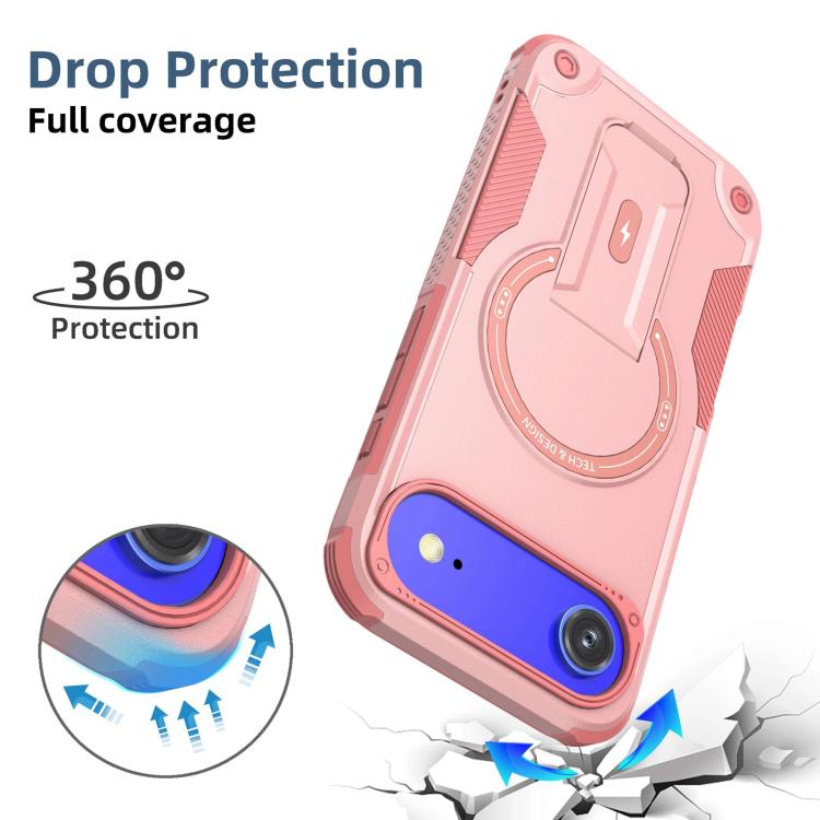 For iPhone Air Armor Magsafe Holder PC Hybrid TPU Phone Case