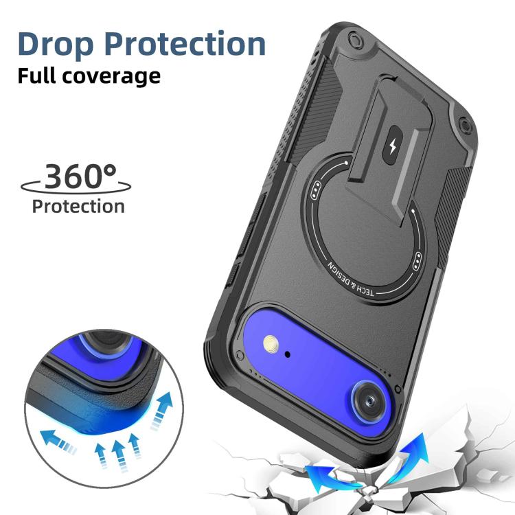 For iPhone Air Armor Magsafe Holder PC Hybrid TPU Phone Case
