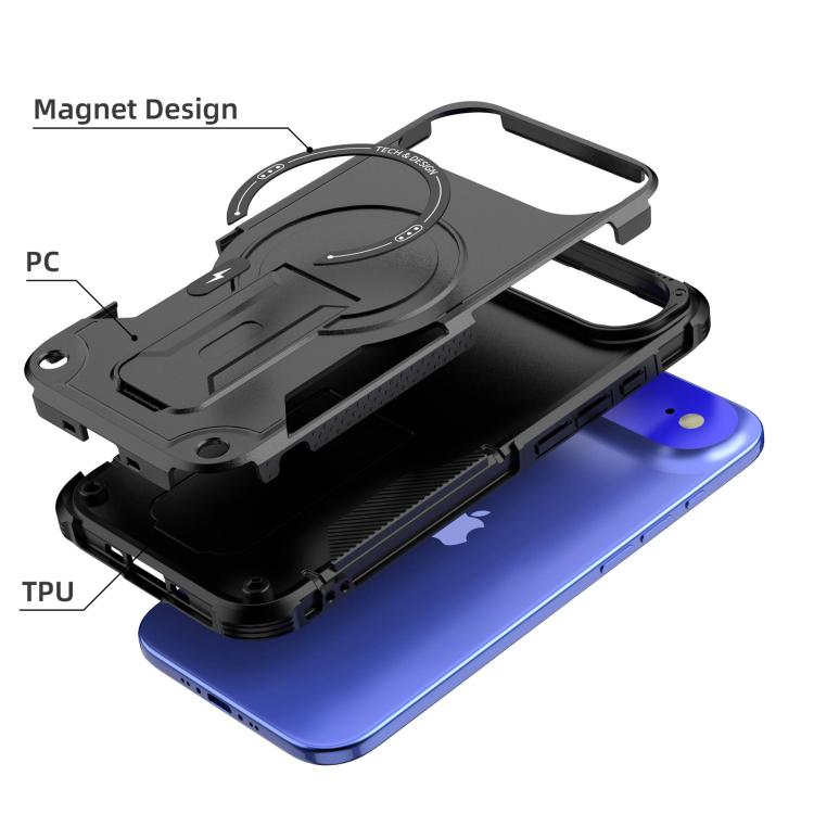 For iPhone Air Armor Magsafe Holder PC Hybrid TPU Phone Case