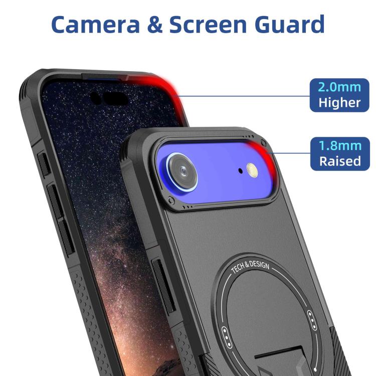 For iPhone Air Armor Magsafe Holder PC Hybrid TPU Phone Case