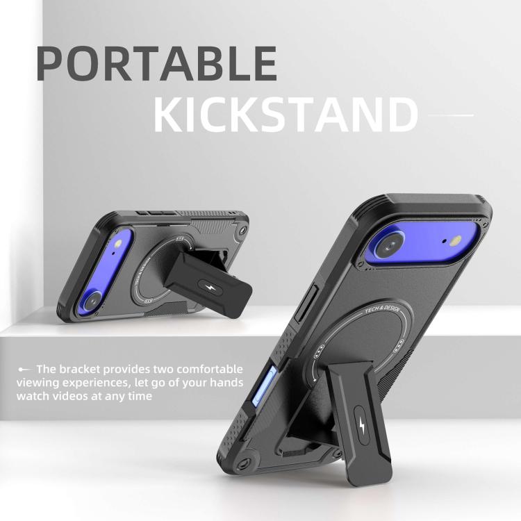 For iPhone Air Armor Magsafe Holder PC Hybrid TPU Phone Case