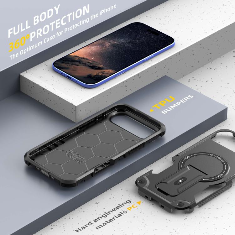 For iPhone Air Armor Magsafe Holder PC Hybrid TPU Phone Case