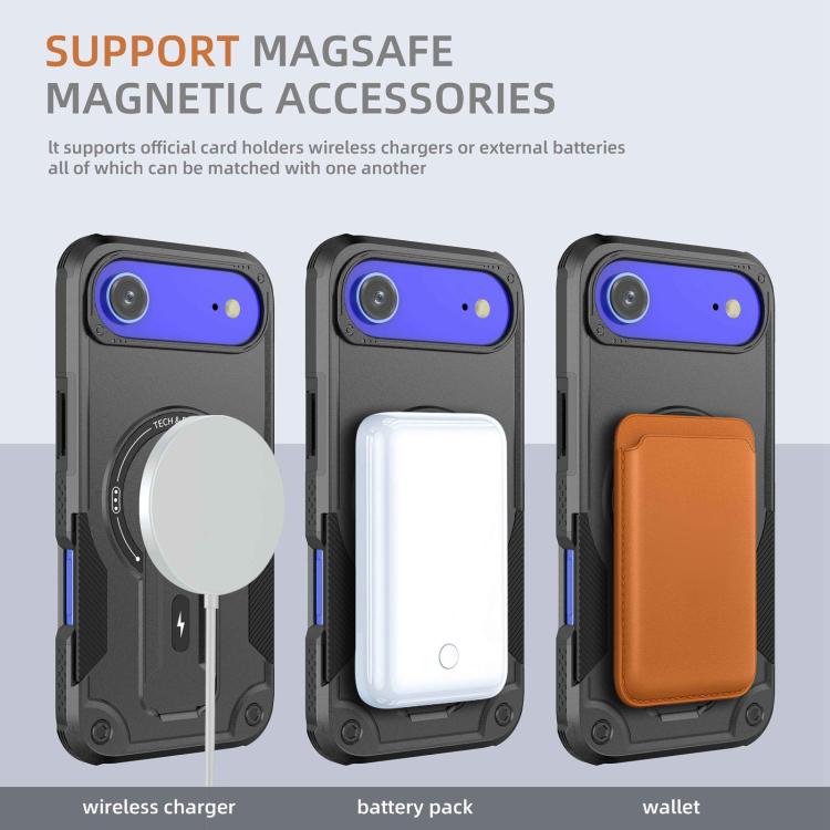 For iPhone Air Armor Magsafe Holder PC Hybrid TPU Phone Case