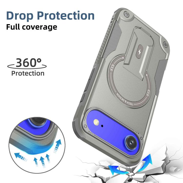 For iPhone Air Armor Magsafe Holder PC Hybrid TPU Phone Case