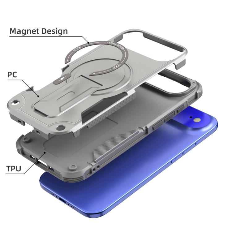 For iPhone Air Armor Magsafe Holder PC Hybrid TPU Phone Case