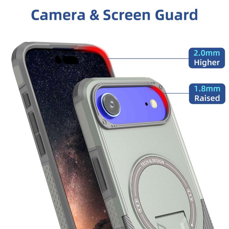 For iPhone Air Armor Magsafe Holder PC Hybrid TPU Phone Case