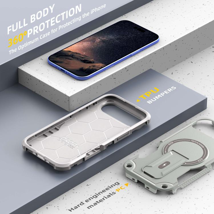 For iPhone Air Armor Magsafe Holder PC Hybrid TPU Phone Case