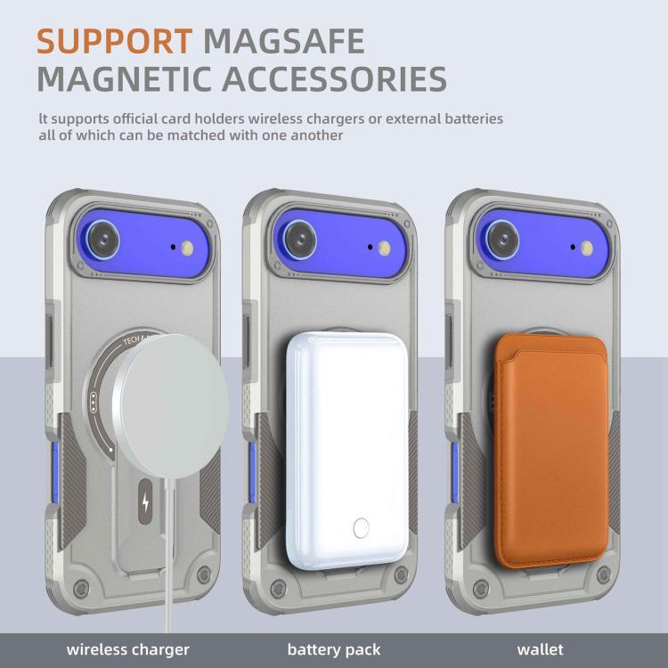 For iPhone Air Armor Magsafe Holder PC Hybrid TPU Phone Case