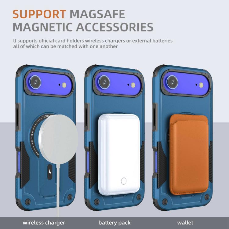 For iPhone Air Armor Magsafe Holder PC Hybrid TPU Phone Case