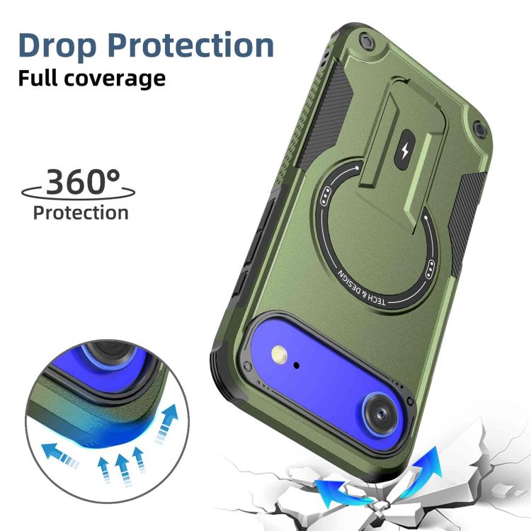 For iPhone Air Armor Magsafe Holder PC Hybrid TPU Phone Case