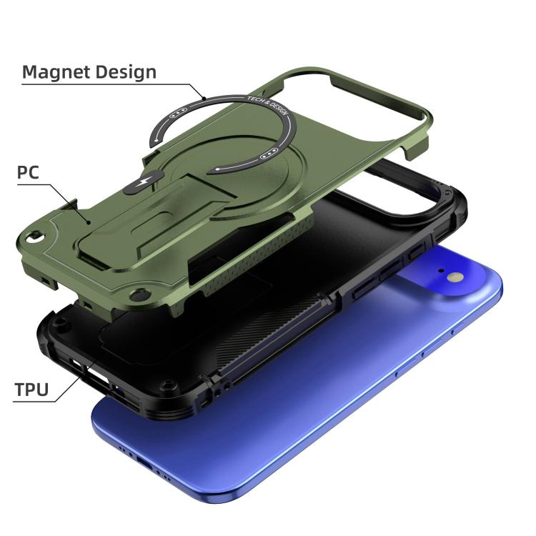 For iPhone Air Armor Magsafe Holder PC Hybrid TPU Phone Case