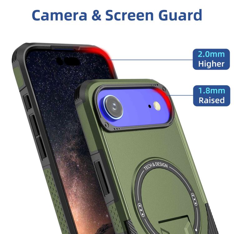 For iPhone Air Armor Magsafe Holder PC Hybrid TPU Phone Case