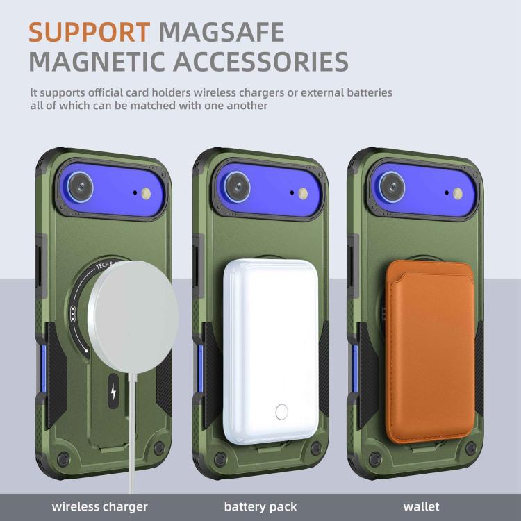 For iPhone Air Armor Magsafe Holder PC Hybrid TPU Phone Case