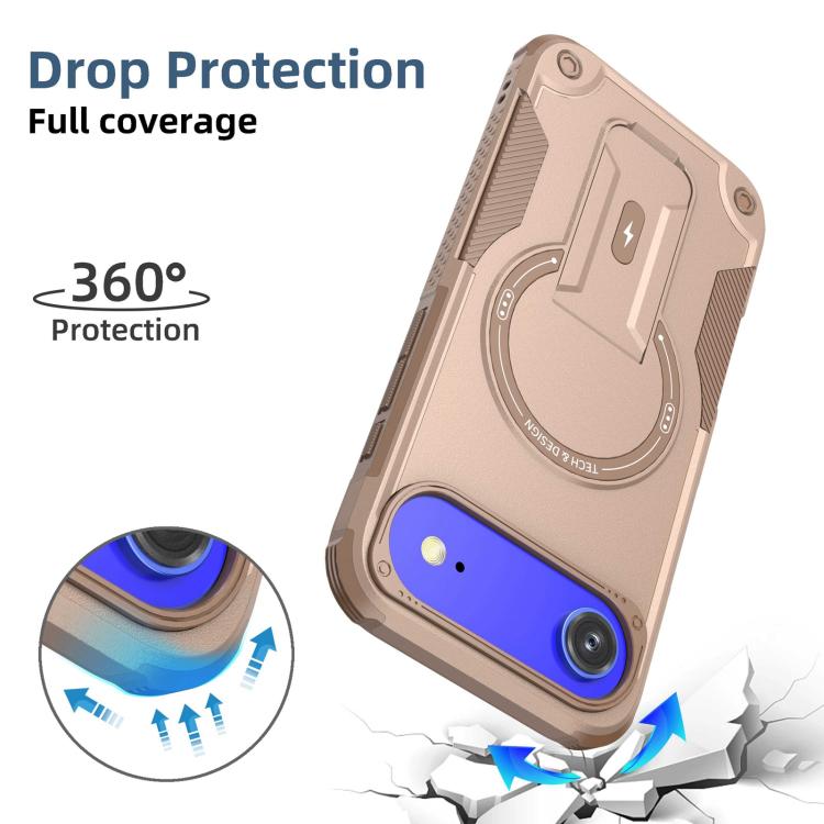 For iPhone Air Armor Magsafe Holder PC Hybrid TPU Phone Case