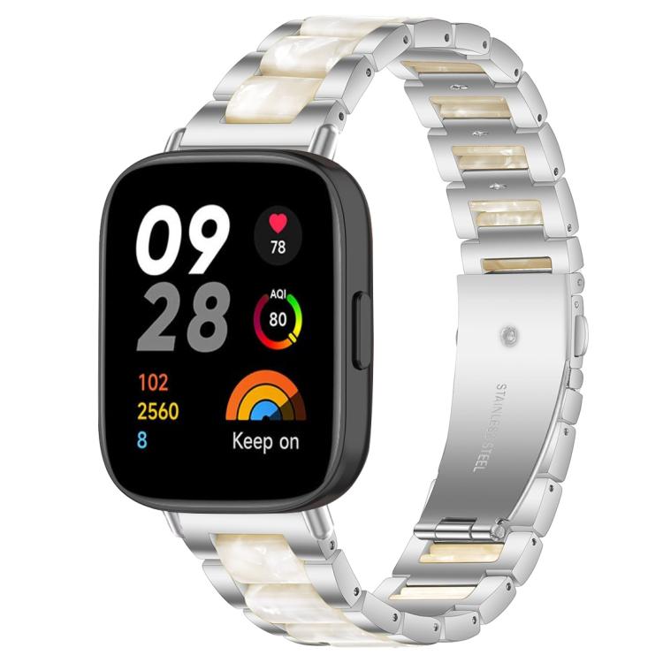 For Redmi Watch 3 xDfind Three Beads Metal Resin Watch Band
