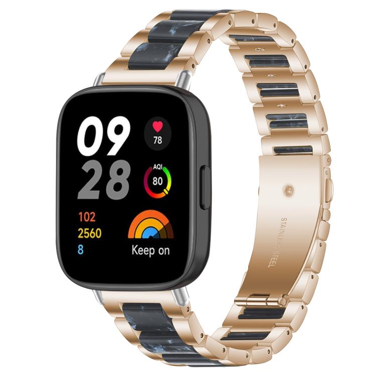 For Redmi Watch 3 xDfind Three Beads Metal Resin Watch Band