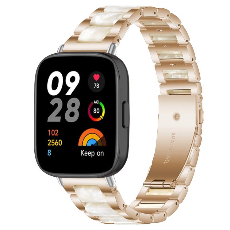 For Redmi Watch 3 xDfind Three Beads Metal Resin Watch Band