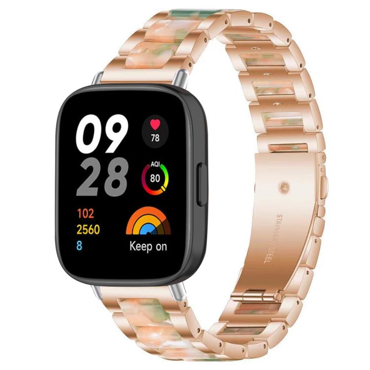 For Redmi Watch 3 xDfind Three Beads Metal Resin Watch Band