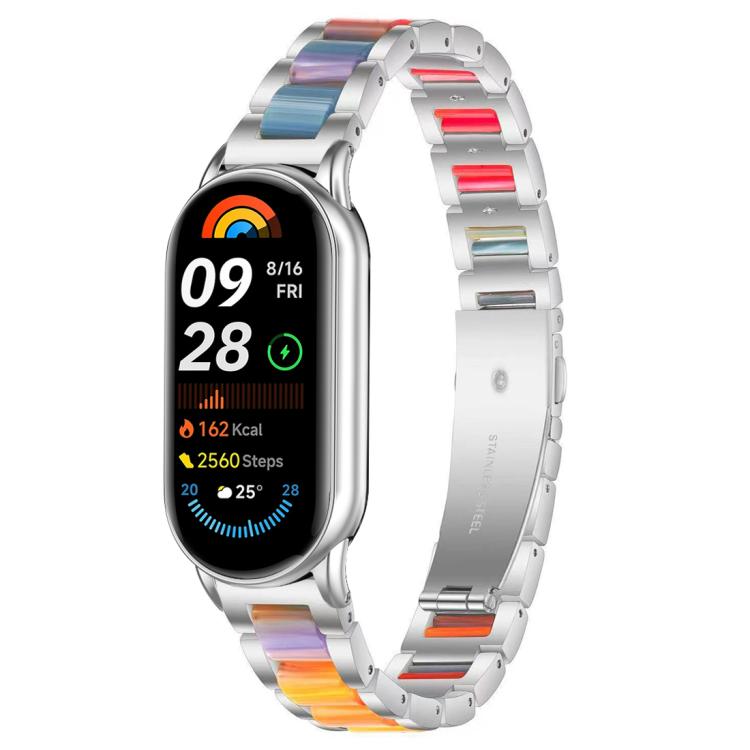 For Xiaomi Smart Band 10 / 9 / 8 xDfind Three Beads Metal Resin Watch Band