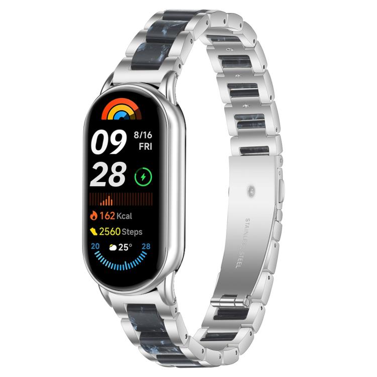 For Xiaomi Smart Band 10 / 9 / 8 xDfind Three Beads Metal Resin Watch Band