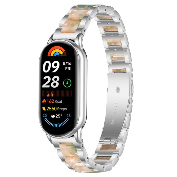 For Xiaomi Smart Band 10 / 9 / 8 xDfind Three Beads Metal Resin Watch Band
