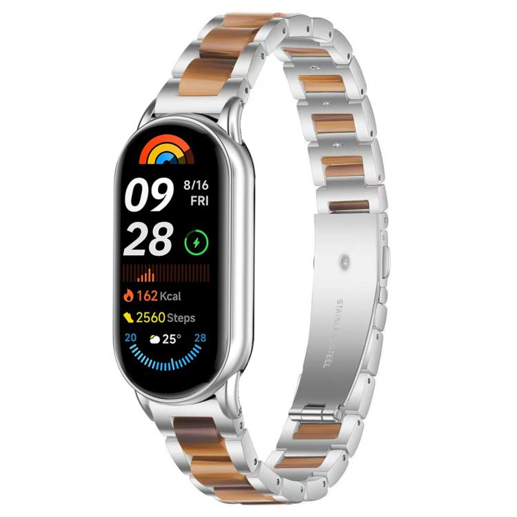 For Xiaomi Smart Band 10 / 9 / 8 xDfind Three Beads Metal Resin Watch Band