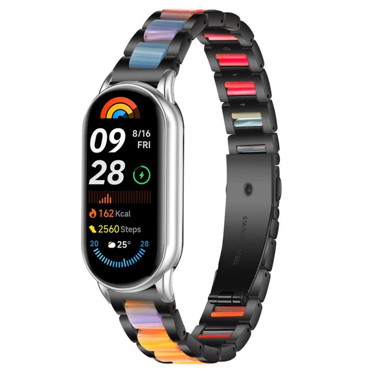 For Xiaomi Smart Band 10 / 9 / 8 xDfind Three Beads Metal Resin Watch Band