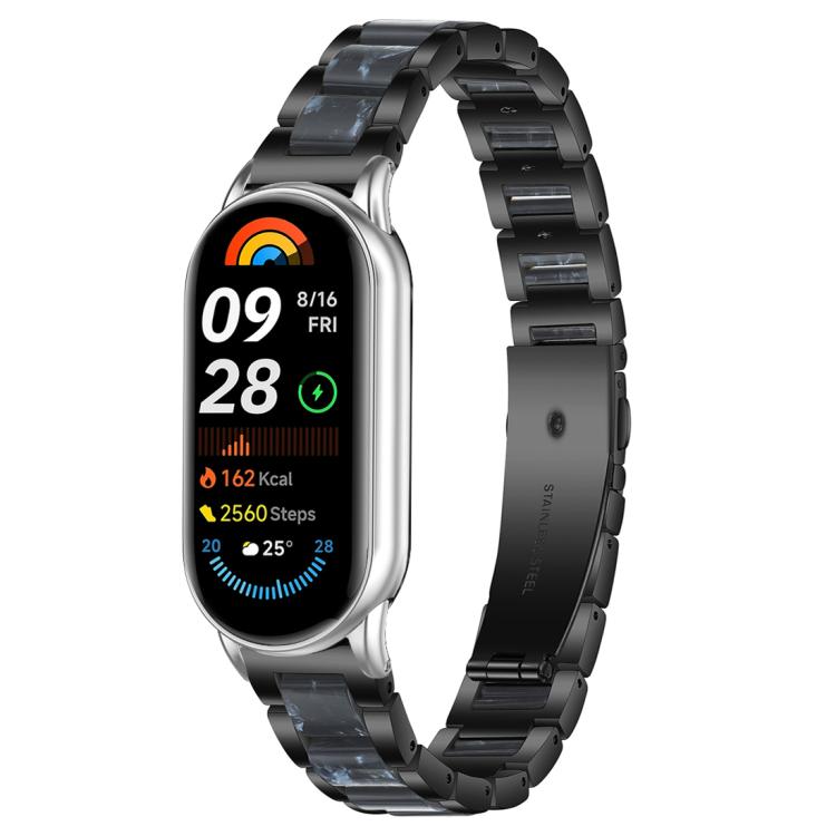 For Xiaomi Smart Band 10 / 9 / 8 xDfind Three Beads Metal Resin Watch Band