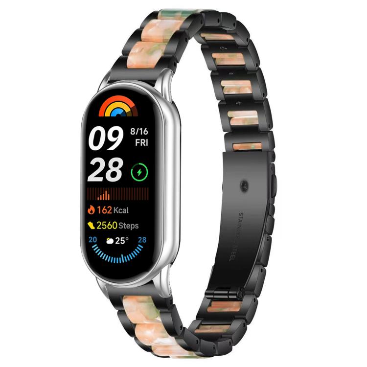 For Xiaomi Smart Band 10 / 9 / 8 xDfind Three Beads Metal Resin Watch Band